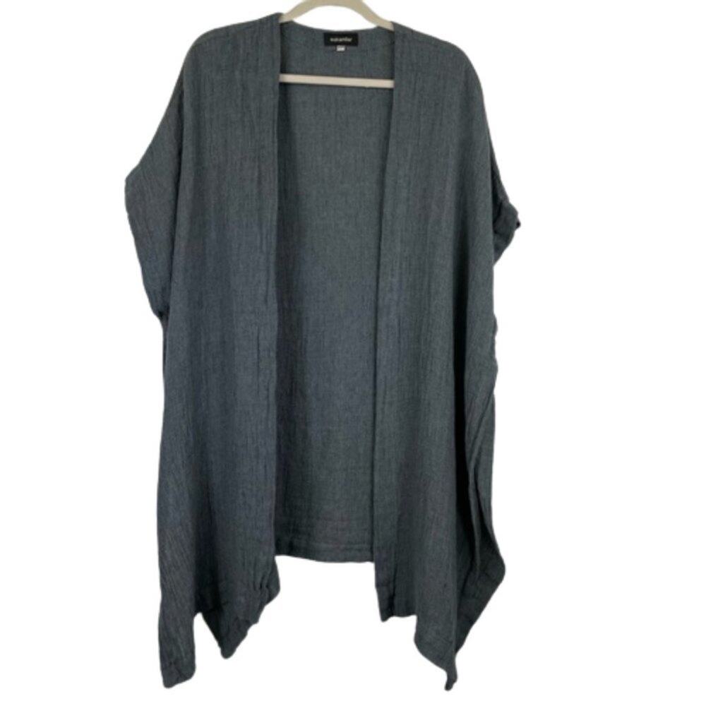 Eskandar gray minimalist lagenlook kimono 100% Linen Made in England size O/S